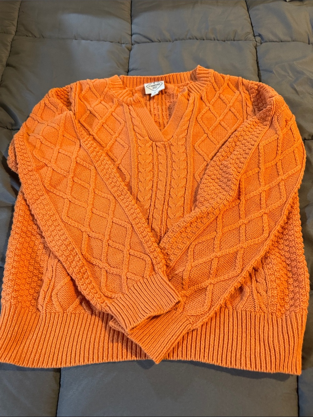St. John's Bay Orange Cable-Knit V-Neck Sweater